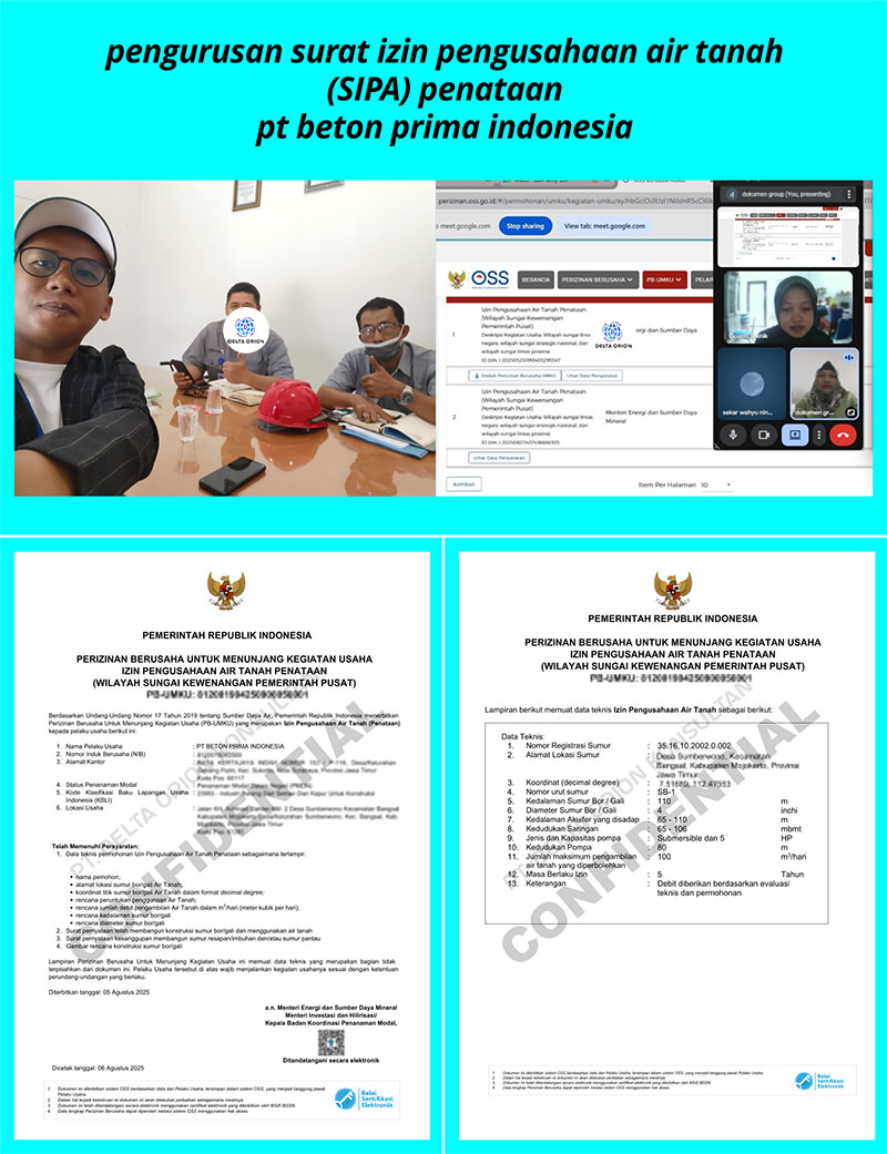 Contoh dokumen SIPA air tanah resmi yang diterbitkan oleh Dinas ESDM untuk kegiatan pengusahaan air tanah