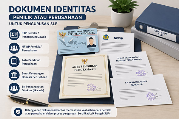 Dokumen identitas pemilik dan perusahaan untuk pengurusan SLF